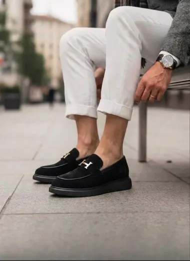 Mocasini barbati H, casual, negri, piele eco, comozi , H02